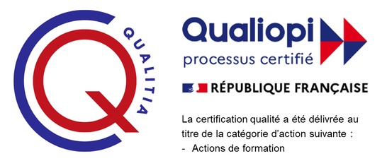 Qualiopi, processus certifié, République française. La certification qualité a été délivrée au titre de la catégorie d’action suivante : actions de formation.
